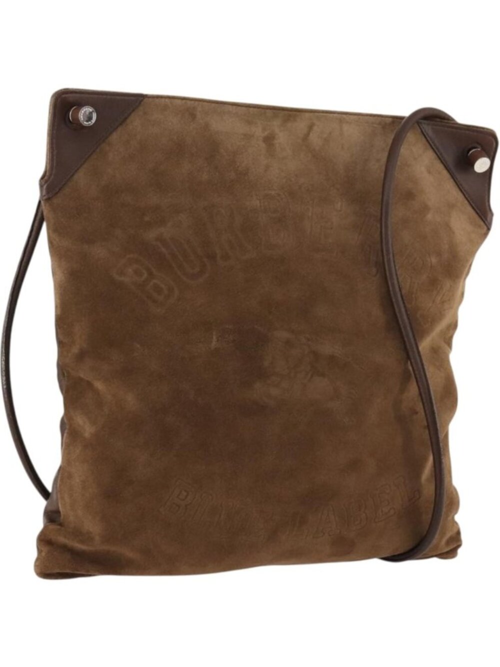 BURBERRY Shoulder Bag Suede Leather Brown Silver